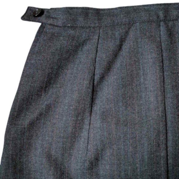 Vintage A-line midi skirt hand made grey very high waist wool back slit size 10 - Picture 6 of 13